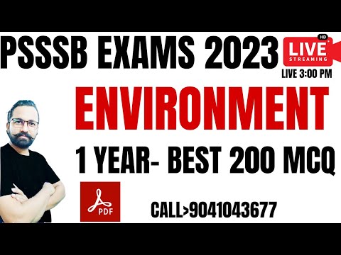 1 YEAR ENVIRONMENT MCQ || ALL PSSSB-CLERK PATWARI EXCISE EXAMS || GILL SIR