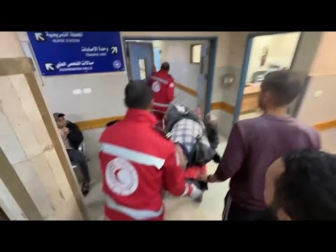 Injured in Israeli strike on Khan Younis arrive in hospital as Palestinian death toll tops 25,000