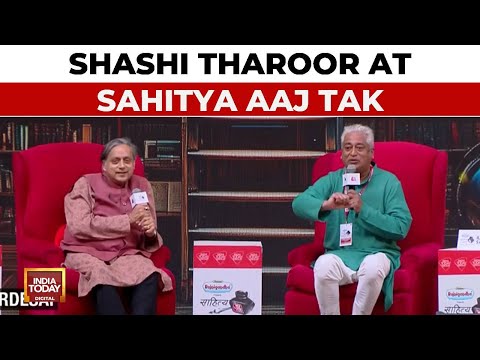 Shashi Tharoor At Sahitya Aaj Tak With Rajdeep Sardesai On His 26 Books And Bond With Readers