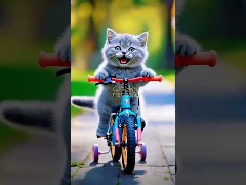 Kring kring ada sepeda-kucing imut naik sepeda baru#kucing #kucinglucu #cat #shorts