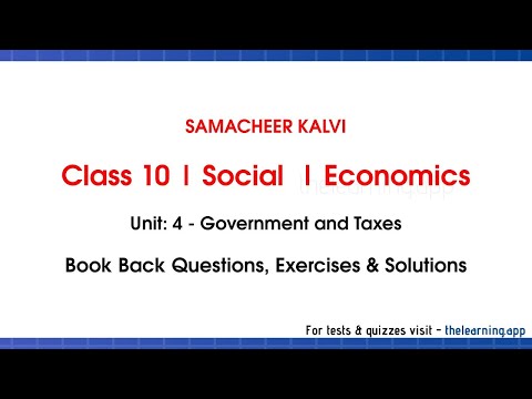 Government and Taxes Exercises | Unit 4 | Class 10 | Economics | Social | Samacheer Kalvi