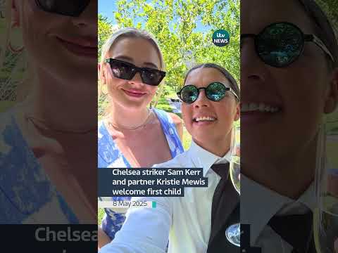 Chelsea striker Sam Kerr and partner Kristie Mewis welcome first child #itvnews #news