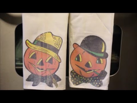 Vintage Halloween ~DIY Dish Towels~ 🎃🧡🖤🧡