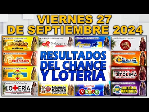 Resultados del Chance VIERNES 27 de septiembre de 2024 Loterias  #chance #loteria #resultados