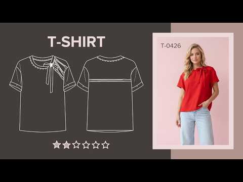 DIY T-Shirt with bow Model T-0426 | Шиємо стильну футболку з бантом на плечі