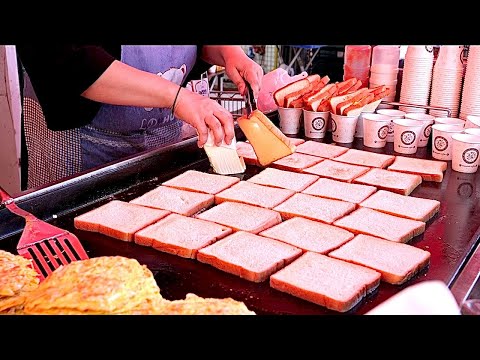 평생 토스트 가격이 1000원!? 줄서서 먹는 달인의 천원 계란토스트 Korean Egg Toast Making Master - Korean Street Food