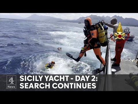Sicily yacht - Day 2: divers struggle in search for missing people