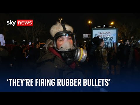 Sky correspondent on the ground at Istanbul protests as police fire rubber bullets into crowds