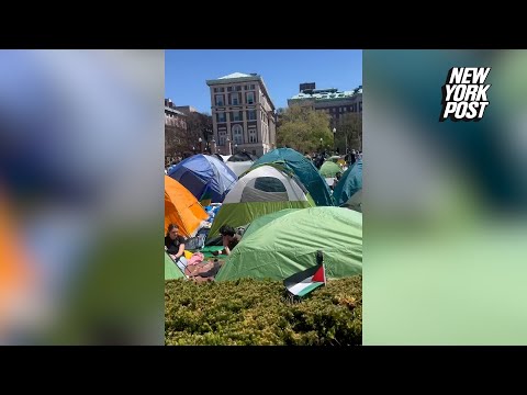 Video shows Columbia University students encamping on the campus quad