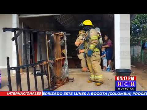 Cuerpo de Bomberos atiende incendio dentro de una vivienda en barrio Las Lomas, Catacamas
