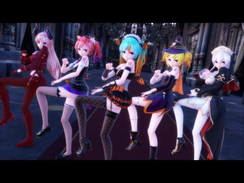 【MMD】🎃🧡Tick-Trick👻🍭🍬【Miku Teto Luka Haku Rin】[4K]