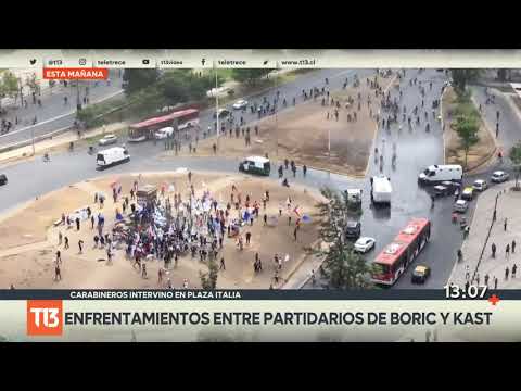 Enfrentamientos se registraron entre partidos de Boric y Kast en Plaza Italia
