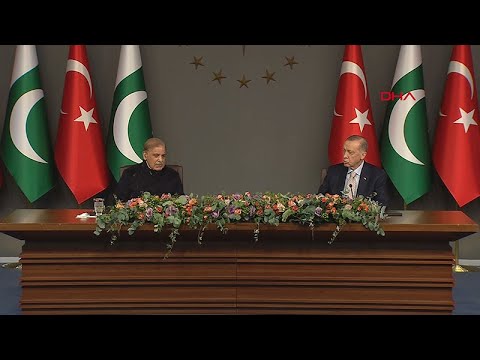 Cumhurbaşkanı Erdoğan ve Şahbaz Şerif açıklama yapıyor