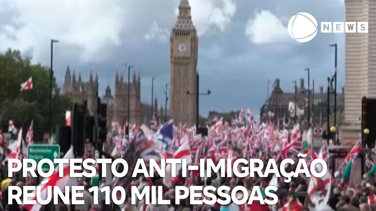 Protesto contra imigração reúne 110 mil pessoas em Londres
