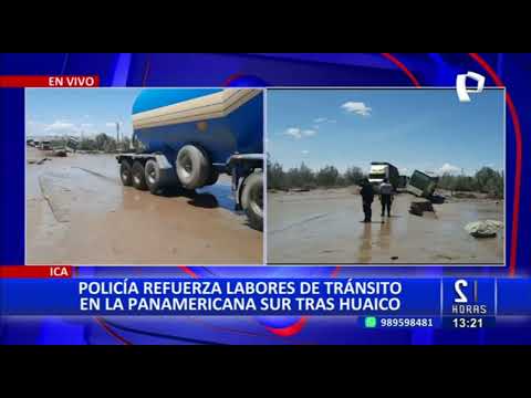Ica: Policía restablece tránsito en Panamericana Sur tras paso huaico
