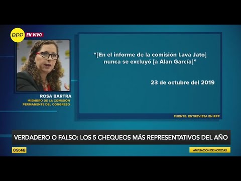 FALSO: Análisis de las declaraciones de Rosa Bartra sobre la exclusión de Alan García en informe