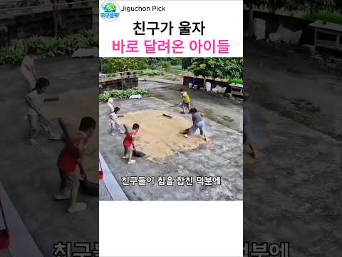 어려움에 처한 친구를 도와주는 마음이 예쁜 친구들.