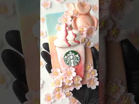 白桃と桜わらびもちフラペチーノ🌸桜の香り💕 #shorts #asmr #アイシングクッキー #cookiedecorating  #satisfying #クッキー  #スタバ #作り方