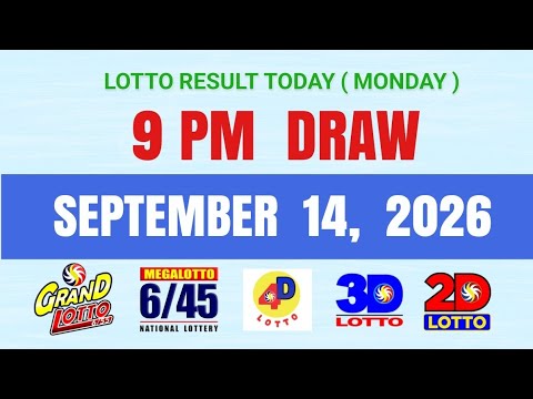 Lotto <strong>Results</strong> Today 9pm <strong>Draw</strong> September 14, 2026 PCSO