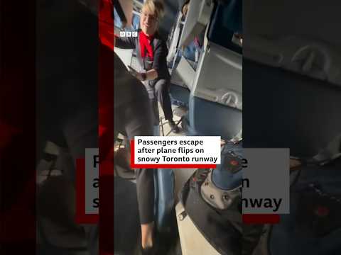 Passengers escape after plane flips on Toronto runway. #Toronto #Plane #BBCNews