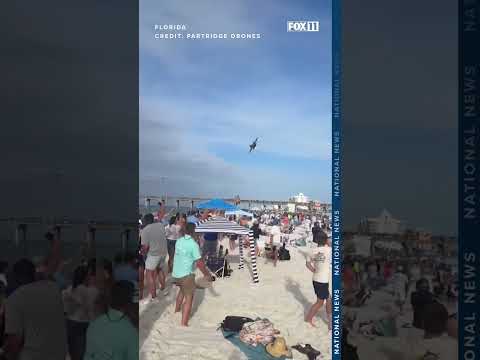 Low Blue Angels flyover at Pensacola Beach sends items flying, shocks beachgoers