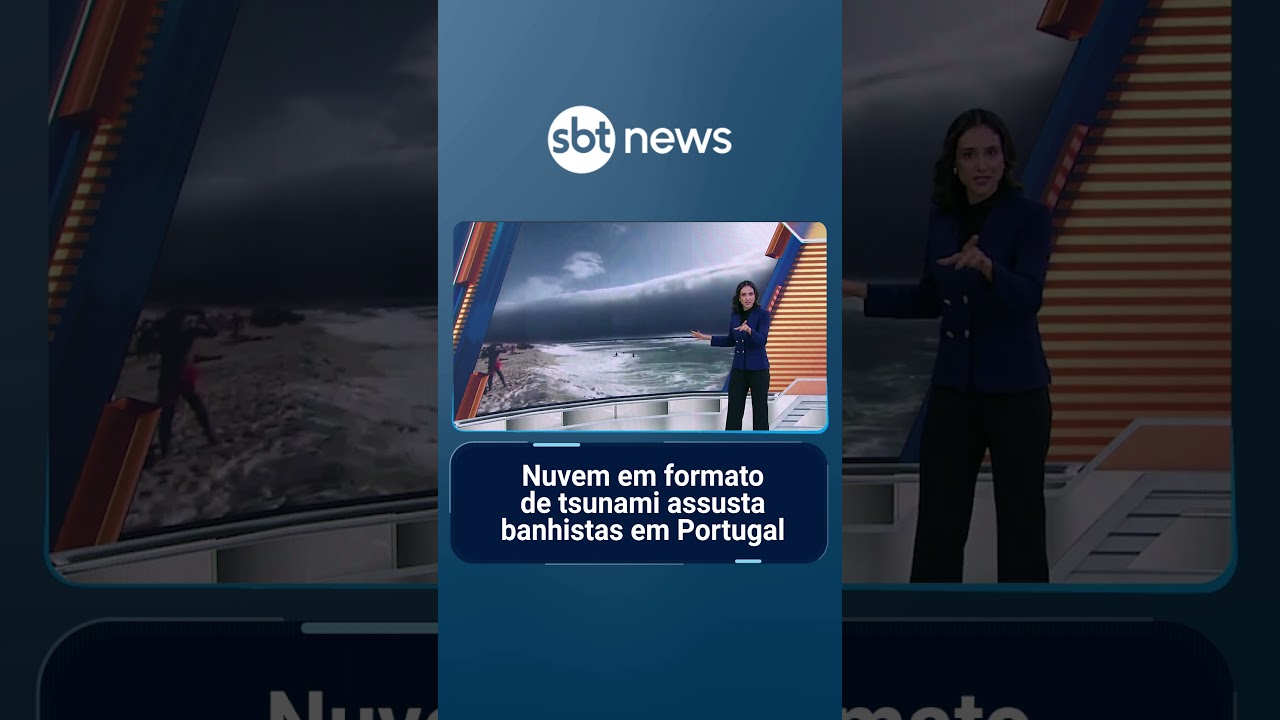 Nuvem em formato de tsunami assusta banhistas em Portugal | #SBTManhã