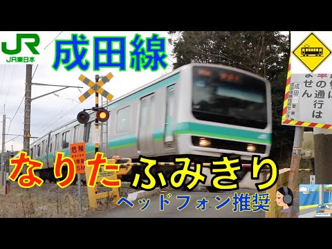【踏切】成田のどか踏切　JR成田線我孫子支線　Japan Railway crossing JR narita LINE RAILWAY(Chiba japan)
