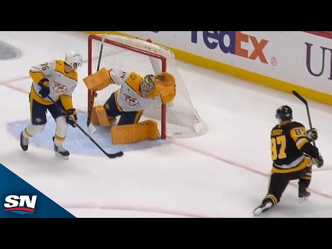 Red-hot Sidney Crosby scores from tough angle vs. Predators