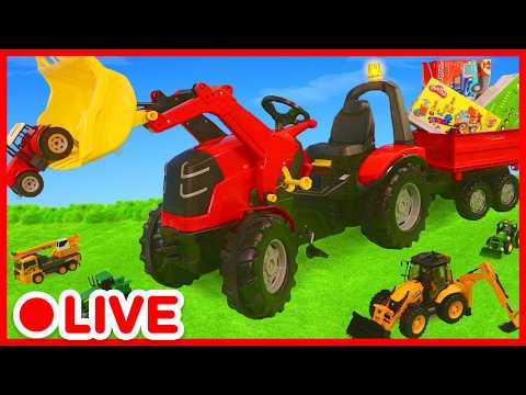 🔴 LIVE! Les tracteurs s'amusent à la ferme 🚜 Dessin animé de jouets pour enfants | Kidibli