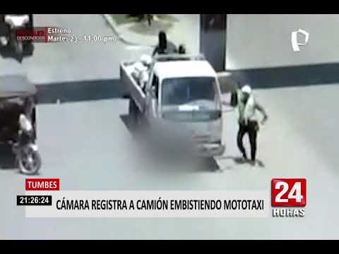 Mototaxista casi pierde la vida tras ser embestido por camión en Tumbes