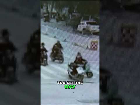 People on Scooter Survive Dump Truck! Lesson Learned