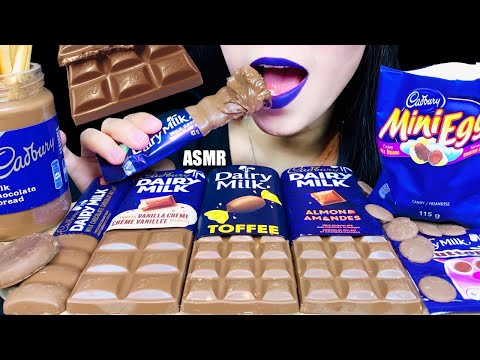 ASMR CADBURY CHOCOLATES, SPREAD, MINI EGGS 누텔라 크레이프 롤 | LaniEats ASMR