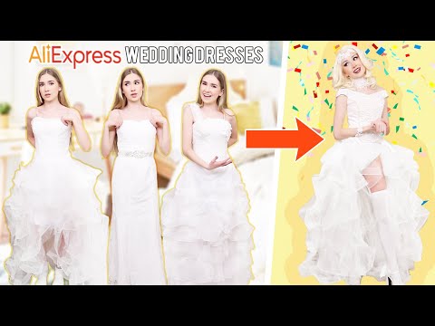 Video: Transforming 3 CHEAP Wedding Dresses Into One GLAM Wedding Dress !!