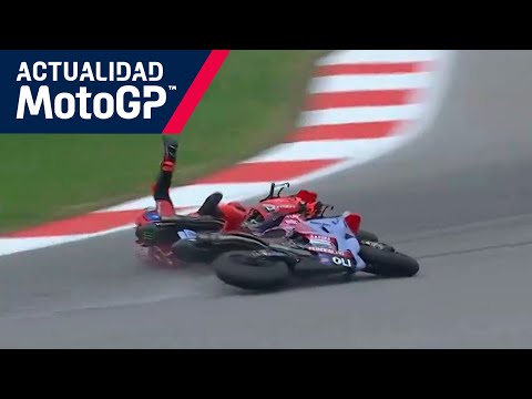 El toque entre Marc Márquez y Pecco Bagnaia que acabó con los 2 por los suelos en Portugal | MotoGP