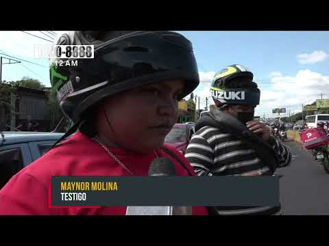 Le invaden carril a motorizado y sale por los aires en Managua - Nicaragua