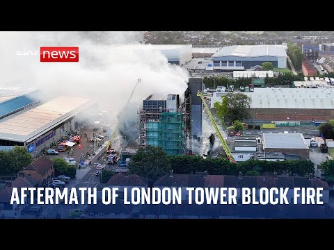 East London tower block fire: Aerial footage shows aftermath of blaze in Dagenham