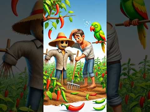 तोते की मिर्च चोरी और पुतले की चुप्पी 😂🌶️ | Funny Short Story#shorts #emtionalstory