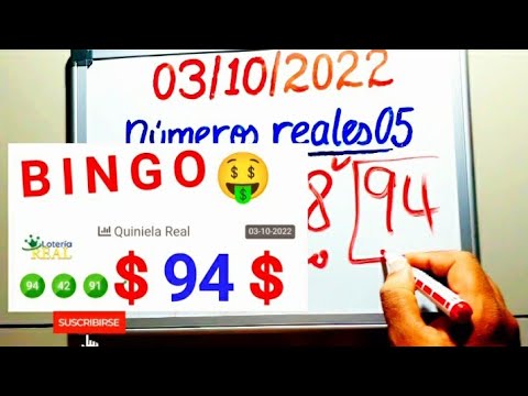 BINGO  94  PREMIO MAYOR lotería REAL/ PALÉ Y SÚPER para GANAR HOY 03/10/2022/Números reales 05 HOY