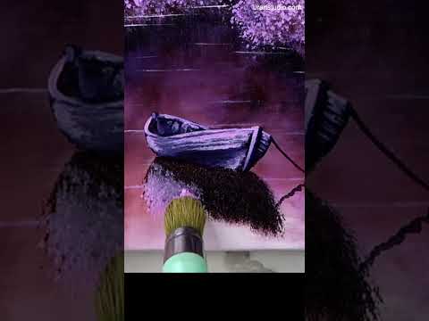 Lavender Boat | Quick Acrylic Painting | Oval Brush Art