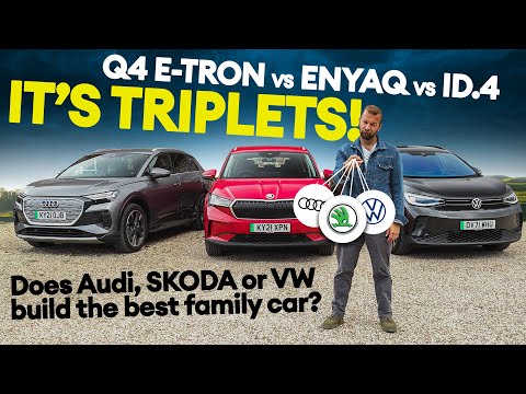 Electric family car shootout! Who makes the best all-electric SUV: Audi, ŠKODA or Volkswagen?