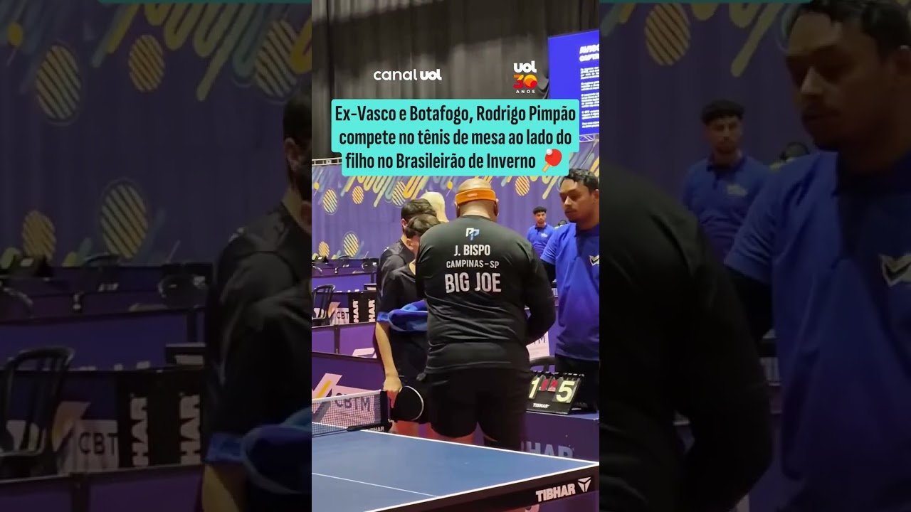 Ex-Vasco e Botafogo, Rodrigo Pimpão compete no tênis de mesa ao lado do filho