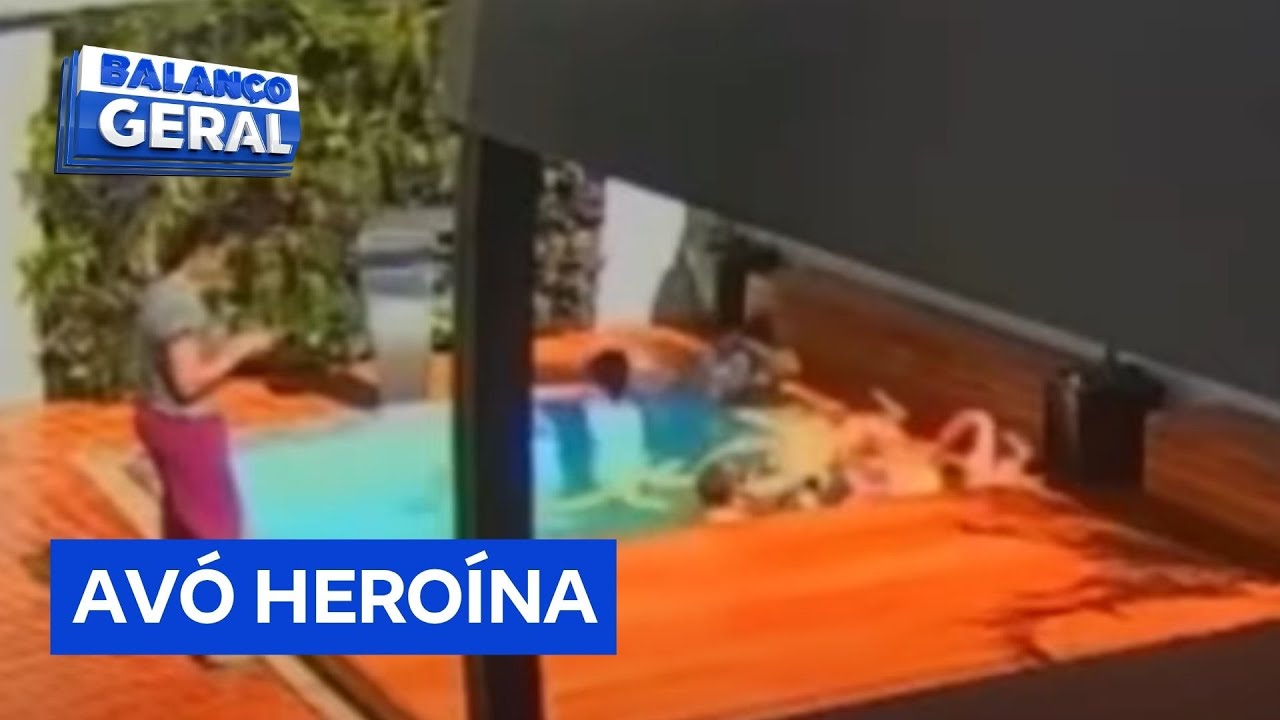 Avó salva crianças da piscina em segundos após cobertura fechar