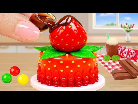 Amazing KitKat Strawberry Cake | Delicious Miniature Rainbow Cake Recipe | KitKat Chocolate Cake