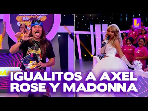 Matías y Tatiana se disfrazan de Axel Rose y Madonna para juego musical | Sábados en Familia