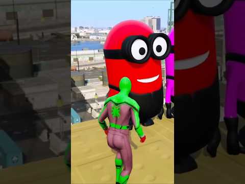 GTA 5 Minion Mega Ramp vs Green Spider-Man!#shorts