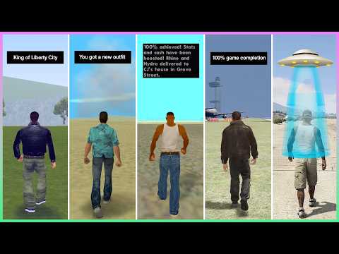 What appears on screen when you complete 100% in GTA Games?