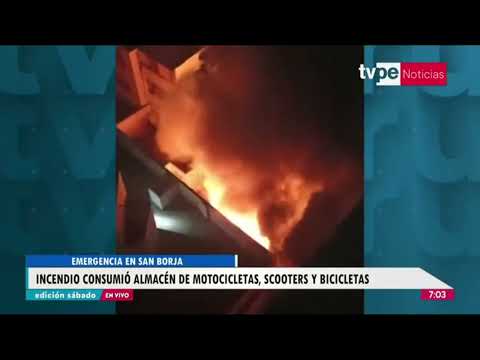 San Borja: incendio consumió almacén de motocicletas, scooters y bicicletas