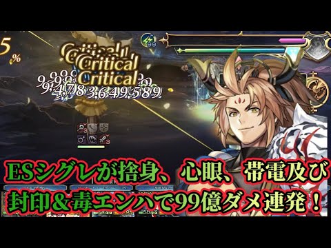 【アナザーエデン】【アナデン】ESシグレが捨身、心眼、帯電及び封印&毒エンハンス状態で99億ダメを連発!【Another Eden】