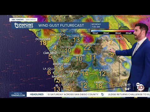 ABC 10News Pinpoint Weather with Max Goldwasser: More Santa Ana winds on the horizon