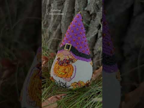 🎃 Гном із солодощами 💜 вишивка хрестиком та бісером 🎃 дизайнер схеми stitch_color_mix #вишивка